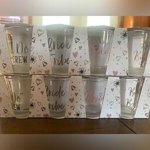 8 shot glass set, bridal, I do crew